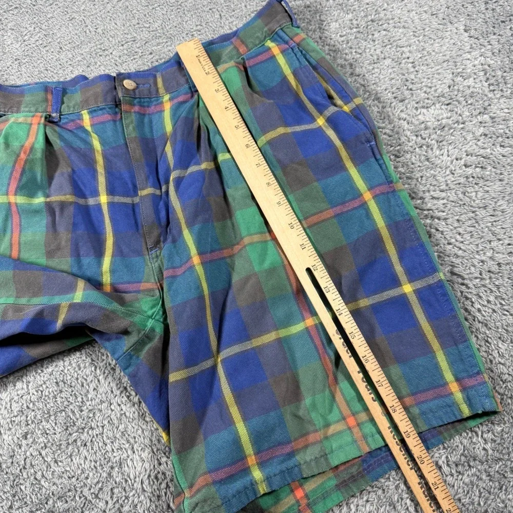VTG Polo Ralph Lauren Double Pleated Shorts Mens 34 MultiColor Tyler USA Made
